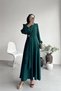 Women's Green Gold Buckle Detailed Jacquard Hijab Dress Nms092 - 3
