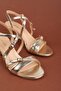 Women's Genuine Leather Thin Stiletto Heeled Shoes Brgl.6129 Gold - 3