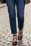Burgundy Mary Jane Open Back Square Toe Short Block Heeled Women's Shoes with Baretli Belt Detail - 4