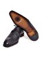 Black Color Lace-Up Genuine Leather Men's Shoes - 3