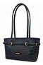 Black Iguana Patterned Bucket Model Women's Shoulder Bag with Belt Detail - 2