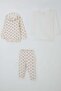 Baby Girl Bodysuit 3-Piece Set with Heart Pattern and Snap Fasteners on the Front, 4 Months-1 Year, Cream - 2