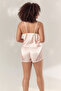 Women's Salmon Plus Size Lace Detailed Satin Shorts Pajama Set - 2