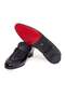 Black Color Laceless Genuine Leather Leather Sole Men's Shoes - 3