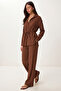 Textured Top and Bottom Set with Tie-Up Detail Lci0067 Brown - 3