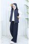 Hooded Vest Basic Sweatshirt and Comfortable Pants Three-Piece Set - 7