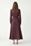 Burgundy 100% Lyocell Belted Women's Dress - 5