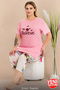 Plus Size Pink Printed Pajama Set for Women – Floral Capri Bottom, Comfortable & Stylish Home Wear 10724 - 4