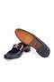 Dark Blue Color Laceless Genuine Leather Velvet Men's Shoes - 3