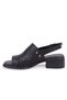 Dza07-9971815 Black Daily Orthopedic Block Heel Pcs Leather Women Sandals - 4