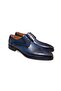 Dark Blue Color Lace-Up Genuine Leather Men's Shoes