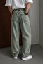 Men's Acid Wash Loose Leg Jean Trousers Relaxed Fit Denim - 2