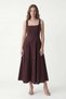 Burgundy Strappy Poplin Women's Dress - 3
