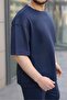 Men's Oversize Modal Fabric Premium Quality 2-Piece Set-Navy Blue - 4