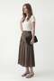 Khaki Women's Midi Skirt with Handkerchief Detail - 4