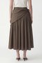 Khaki Women's Midi Skirt with Handkerchief Detail - 6