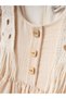 Ethnic Embroidered and Tasseled Muslin Children's Dress - 4