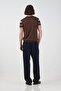 Patterned Polo Collar Brown Knitwear T-Shirt - 4