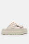 Beige Cream Women's Thick-Soled Double-Strapped Buckle Daily Comfortable Slippers - 4