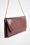 Chiara Brown Chain Detailed Shiny Mini Baguette Bag - 3