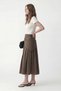 Khaki Women's Midi Skirt with Handkerchief Detail - 5