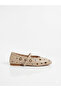 Women's Beige Studded Ring Detailed Strappy Ballerinas