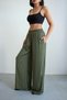 Crep Women's Silky Cupra Satin Wide Leg Pants Khaki – Comfortable Fit with Elastic Waist - 5