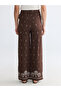 Özmarka New Season Elastic Waist Patterned Women's Trousers - 4