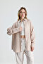 Beige Stone Muslin Washed Oversize Cotton Shirt |   Ek100165030 - 3