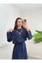 Comfortable Cut Long Dress with Tie Detail - 2