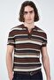 Patterned Polo Collar Brown Knitwear T-Shirt