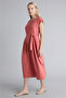 Round Neck Linen Blended Short Sleeve Dress H0073Ax26Sp - 2