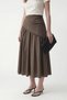 Khaki Women's Midi Skirt with Handkerchief Detail - 3