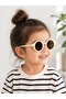 Retro Round Kids Sunglasses - Cream Frame & Brown Lens