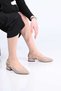 Stapled Neolite Sole Pointed Toe Genuine Leather Thick Heeled Shoes 339-330 Women's Shoes