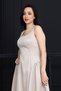 Waist Drawstring Midi Satin Dress - Cream - 2