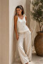 Openwork Knitwear Athlete - Summer Stylish and Comfortable Women's Blouse with Tie Straps - 3