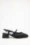 Black Women's Knitted Straw Detailed Mary Jane Heeled Sandals - 5