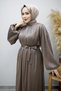 Balloon Sleeve Stone Detailed Evening Dress Tsd260182 Mink - 2