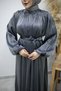 Balloon Sleeve Stone Detailed Evening Dress Tsd260182 Navy Blue - 4