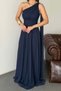 Women's Navy Blue One Shoulder Long Evening Dress |   Special Occasion & Event Dress Mlb110 - 6