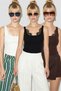 Women's Black-White-Brown Lace Detailed Strappy Stylish Blouse 1081 60286071