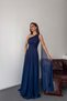 Women's Navy Blue One Shoulder Long Evening Dress |   Special Occasion & Event Dress Mlb110 - 3