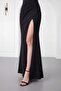 Women's Black Backless Slit Long Formal Dress - 4