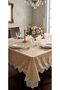 Luxe Shiny Velvet Tablecloth - Luxurious Living Room Coverlet with French Guipure Lace Detail - 4