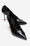 Polly Black Patent Leather Printed Women's Heeled Shoes