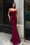 Women's Burgundy Strapless Cape Stone Detailed Long Formal Dress - 2