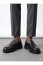 Genuine Leather Men's Thick Sole Loafer Black Shoes - 3