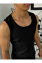 Black Basic Ribbed Athlete Undershirt Jj-213 - 4