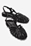 Lavina Black Satin Stone Women's Sandals
